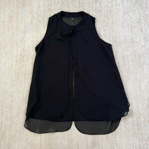 3 for $6 Black Sheer Summer Work Office Long Sleeveless Tunic Blouse Top L